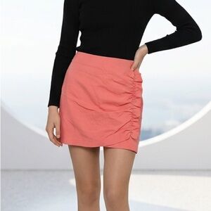 Zara coral pink ruffle mini skirt